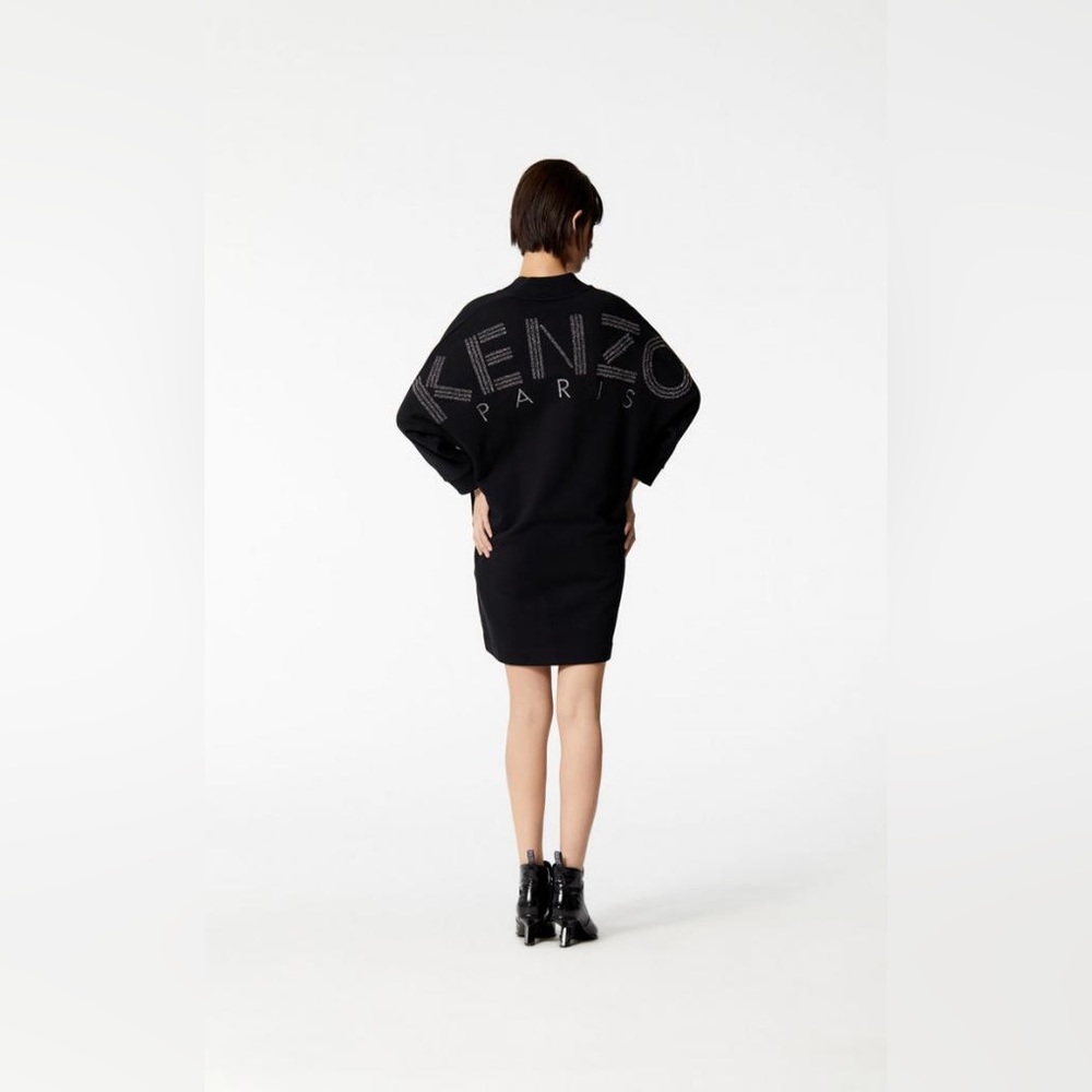 NWT Kenzo Logo V Neck Black Dress Sweatshirt - Picture 3 of 10